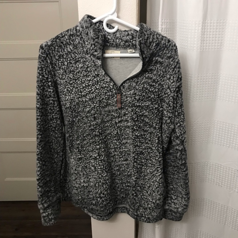 Soft fuzzy gray quarter zip jacket